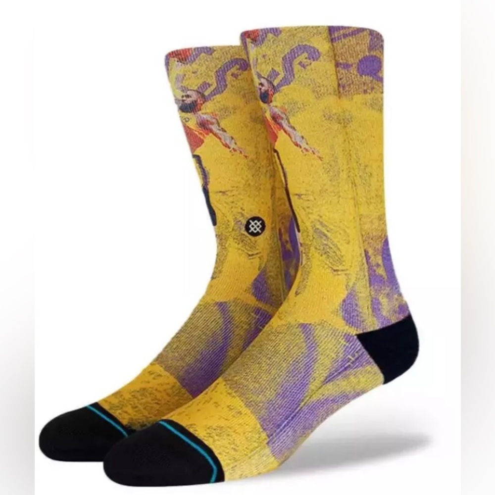 Stance Los Angeles LA Lakers LeBron James Scratched Casual Crew Socks Size 9-13